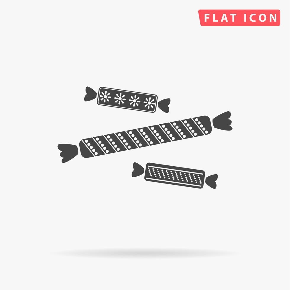 Three Candy. Simple flat black symbol with shadow on white background. Vector illustration pictogram
