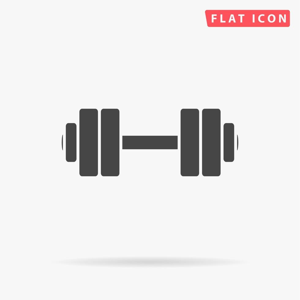 Simple Dumbbell. Simple flat black symbol with shadow on white background. Vector illustration pictogram