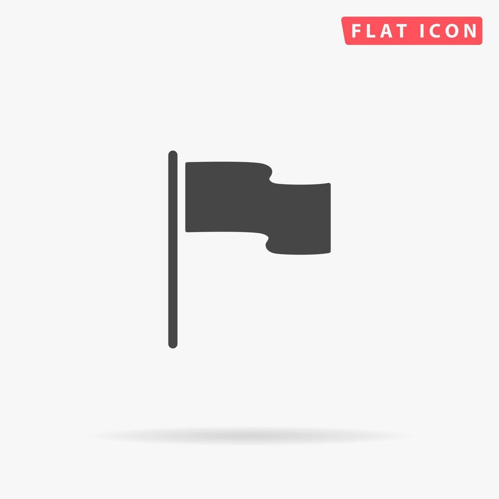 Flag. Location marker. Simple flat black symbol with shadow on white background. Vector illustration pictogram