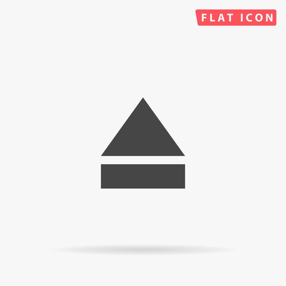 Eject or open player. Simple flat black symbol with shadow on white background. Vector illustration pictogram