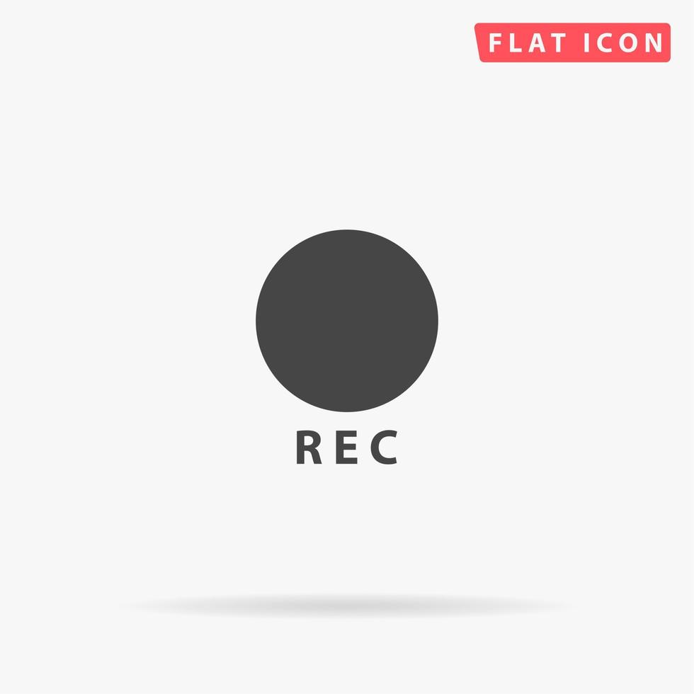 botón de grabación. simple símbolo negro plano con sombra sobre fondo blanco. pictograma de ilustración vectorial vector