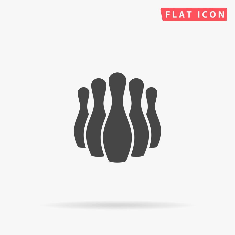 Ninepins. Simple flat black symbol with shadow on white background. Vector illustration pictogram