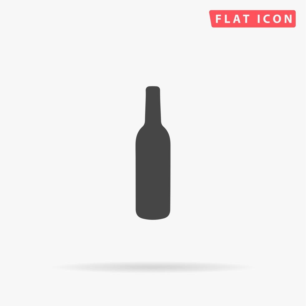 Liquor bottle. Simple flat black symbol with shadow on white background. Vector illustration pictogram