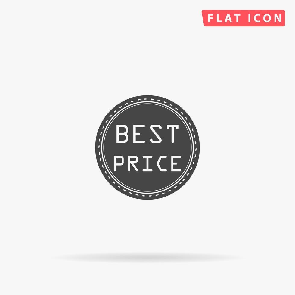 Best Price Badge Label or Sticker. Simple flat black symbol with shadow on white background. Vector illustration pictogram