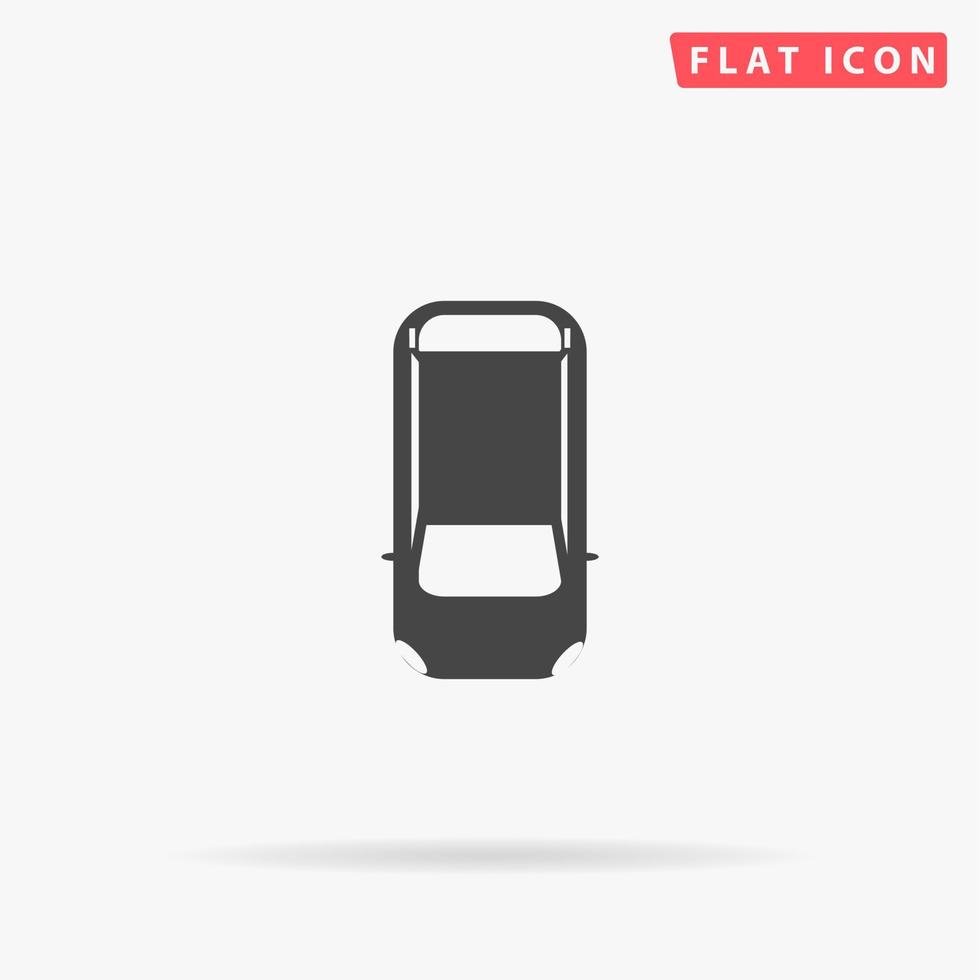 Simple car - top view. Simple flat black symbol with shadow on white background. Vector illustration pictogram