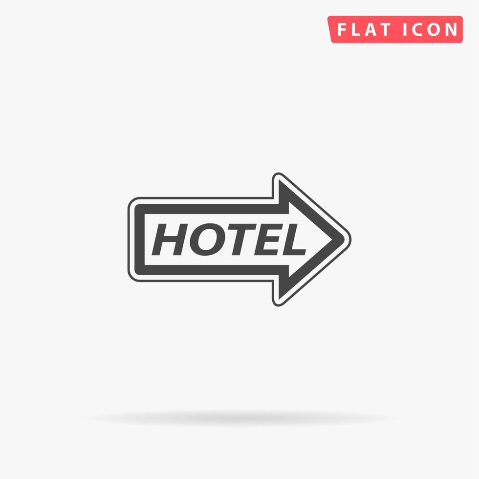 vector de letrero de hotel. simple símbolo negro plano con sombra sobre fondo blanco. pictograma de ilustración vectorial