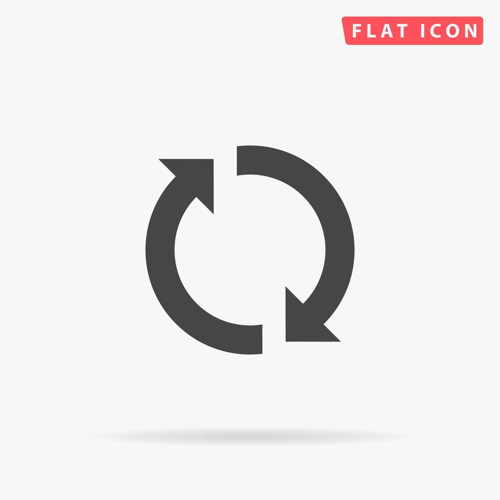 Refresh reload rotation loop sign. Simple flat black symbol with shadow on white background. Vector illustration pictogram