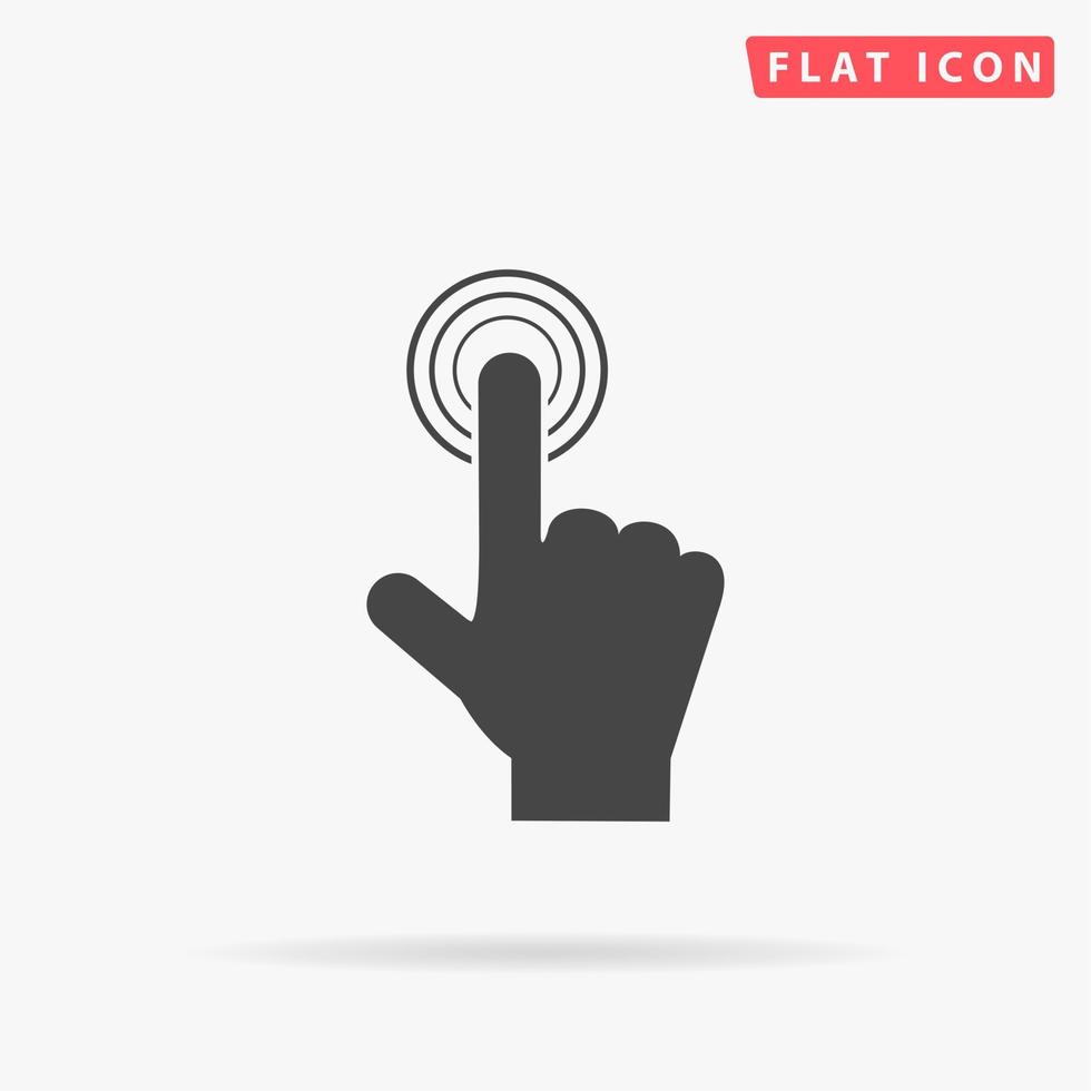 Hand icon pointer - click. Simple flat black symbol with shadow on white background. Vector illustration pictogram