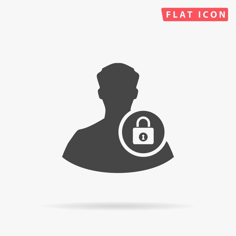 User login or authenticate. Simple flat black symbol with shadow on white background. Vector illustration pictogram