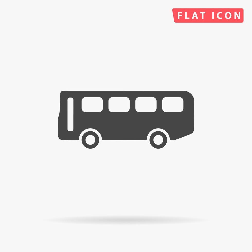 Old Bus. Simple flat black symbol with shadow on white background. Vector illustration pictogram