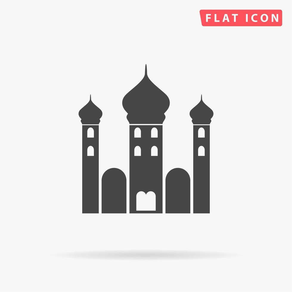 Mosque. Simple flat black symbol with shadow on white background. Vector illustration pictogram