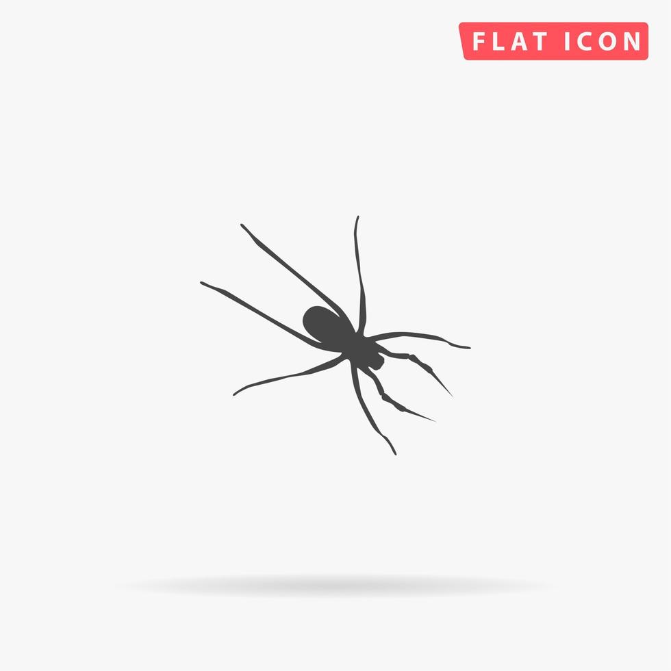 Spider. Simple flat black symbol with shadow on white background. Vector illustration pictogram