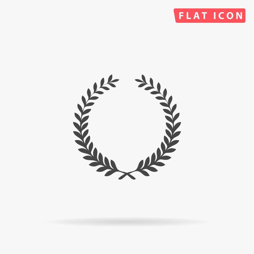 Victory laurel wreath. Simple flat black symbol with shadow on white background. Vector illustration pictogram