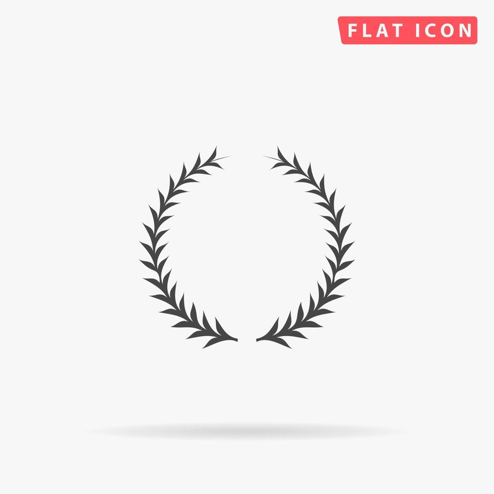 Simple Laurel wreath. Simple flat black symbol with shadow on white background. Vector illustration pictogram