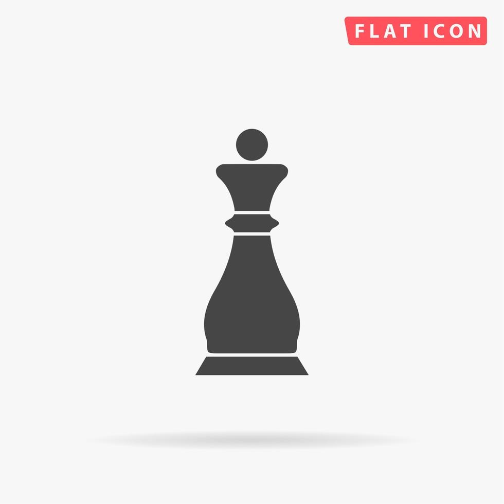 Chess queen. Simple flat black symbol with shadow on white background. Vector illustration pictogram