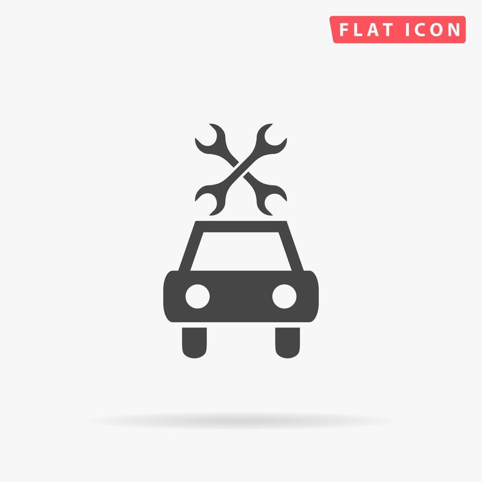 Car service. Simple flat black symbol with shadow on white background. Vector illustration pictogram