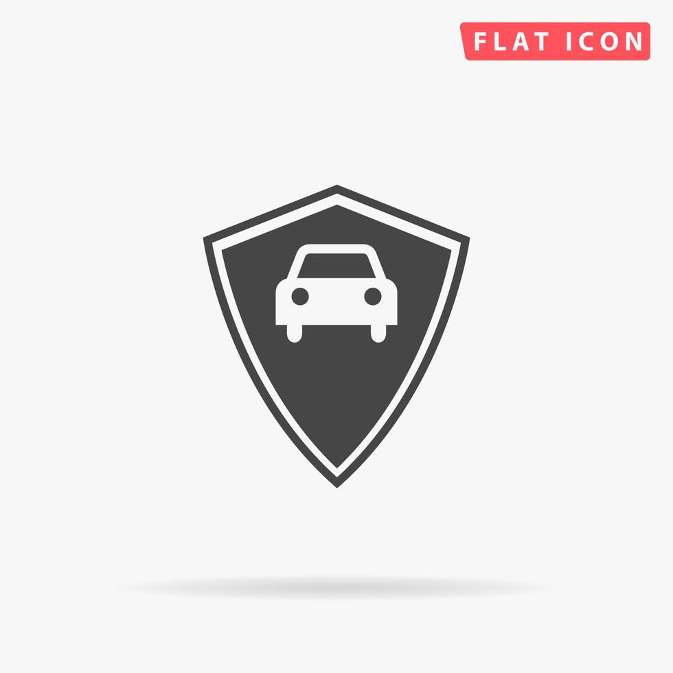 Vehicle shield. Simple flat black symbol with shadow on white background. Vector illustration pictogram