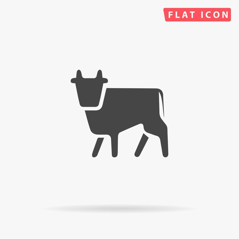 Cow. Simple flat black symbol with shadow on white background. Vector illustration pictogram