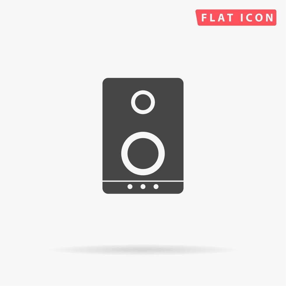 Music speakers. Simple flat black symbol with shadow on white background. Vector illustration pictogram
