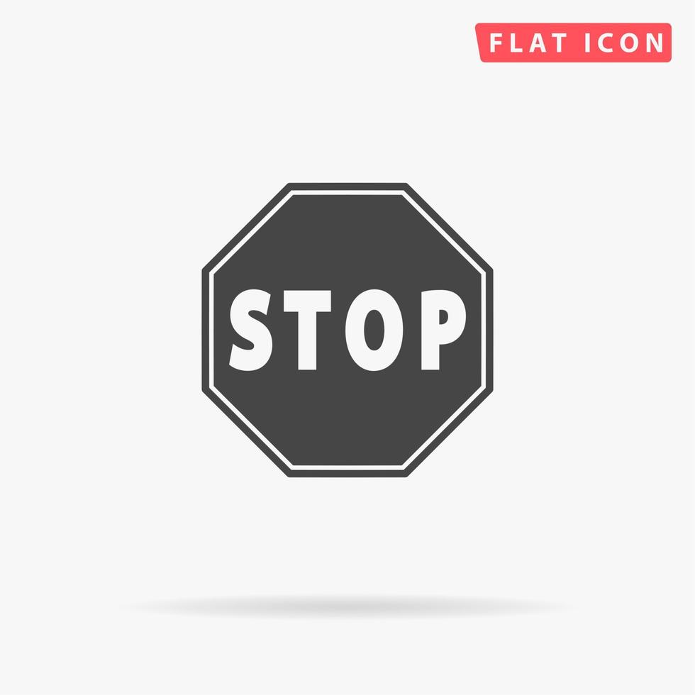 Stop. Simple flat black symbol with shadow on white background. Vector illustration pictogram
