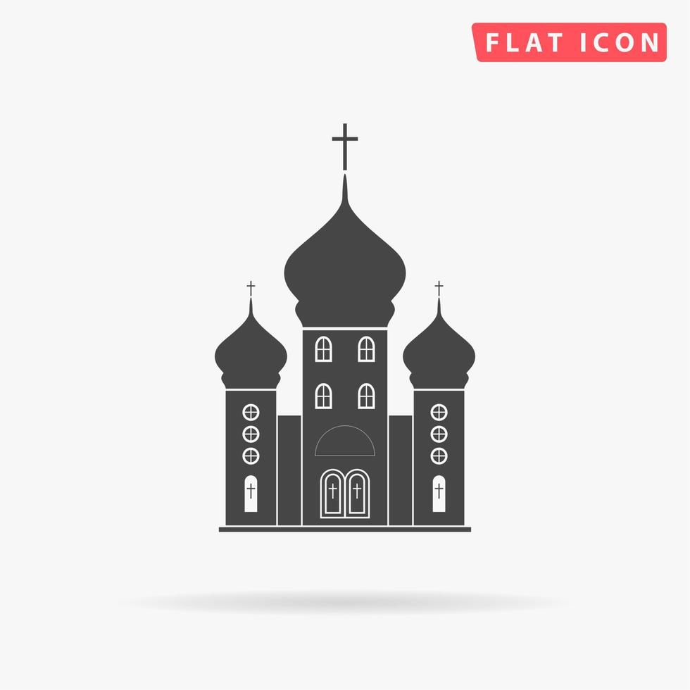 iglesia. simple símbolo negro plano con sombra sobre fondo blanco. pictograma de ilustración vectorial vector