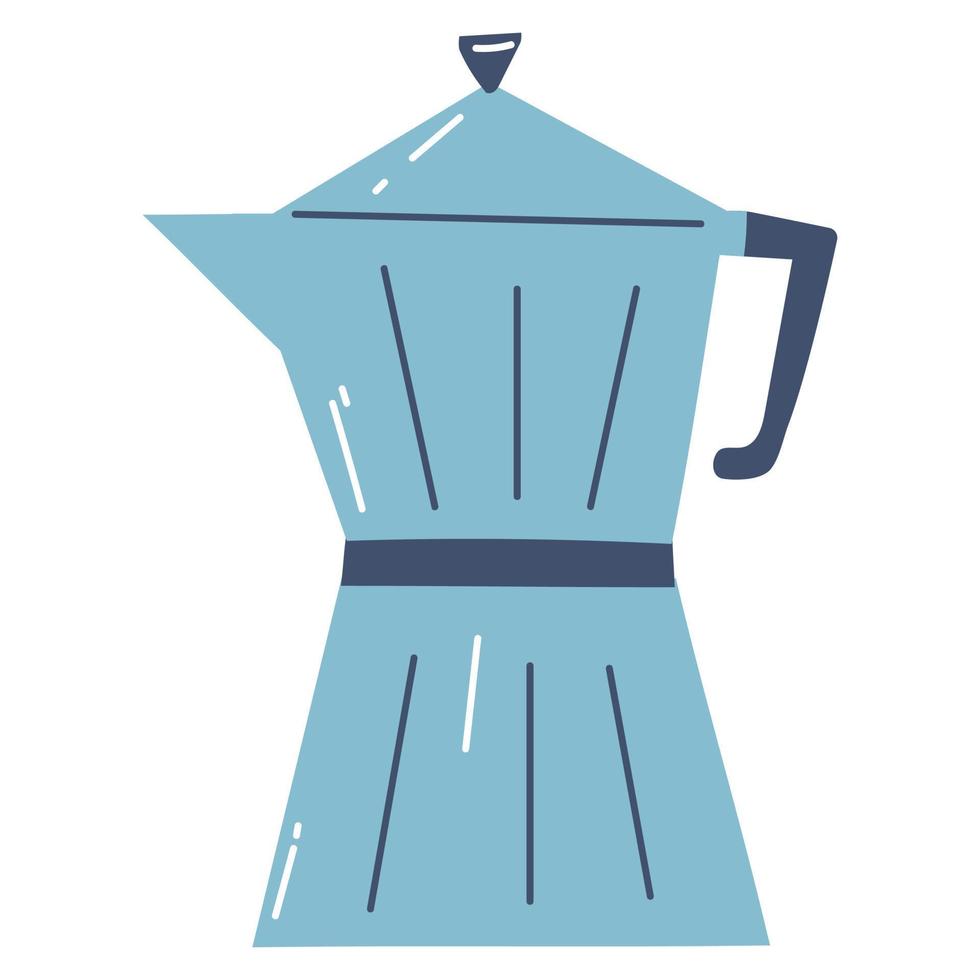 cafetera espresso en estilo dibujado a mano. ilustración vectorial plana de la máquina de espresso italiana, moka pot vector