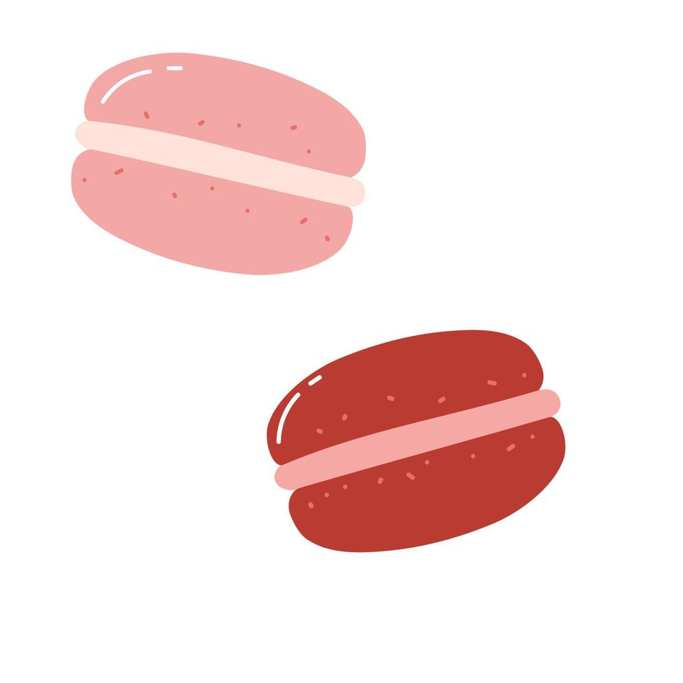 Hand drawn macaroon cookies. Flat vector illustration of sweet dessert, pastry food