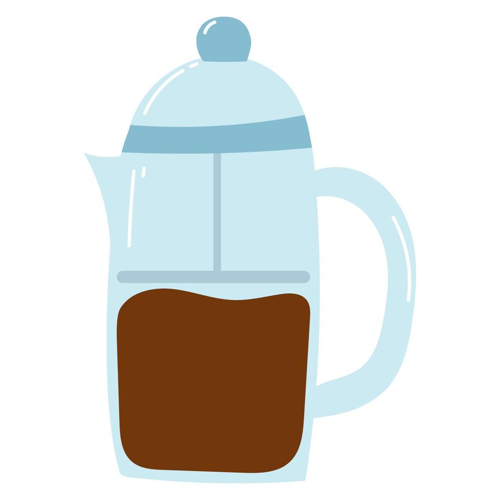 cafetera de prensa francesa dibujada a mano. ilustración vectorial plana del icono de la máquina de café, elemento de diseño vector