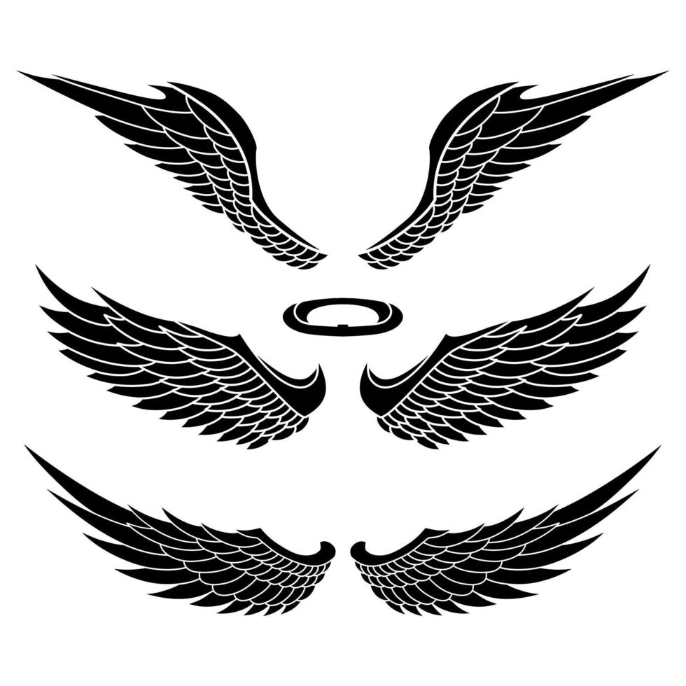 Vector set of tattoo angel wings