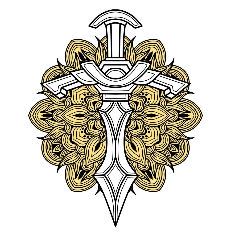 Sword vector with mandala background