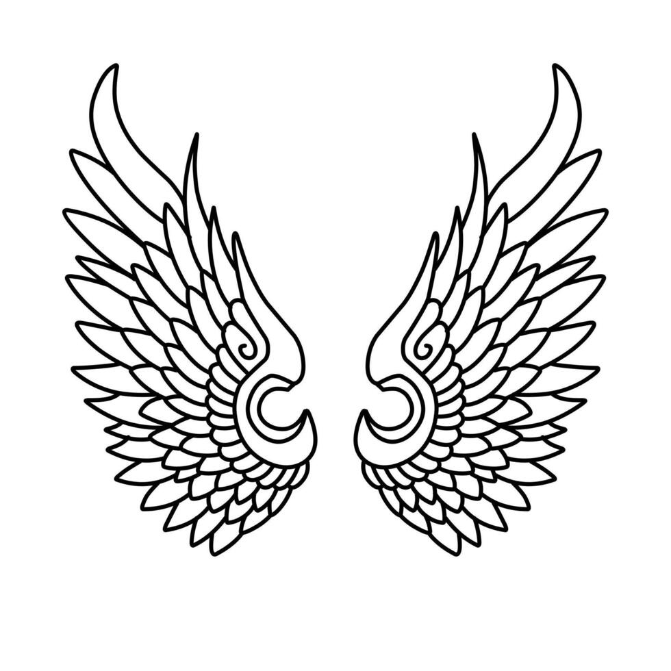 Free vector angel wings line art style