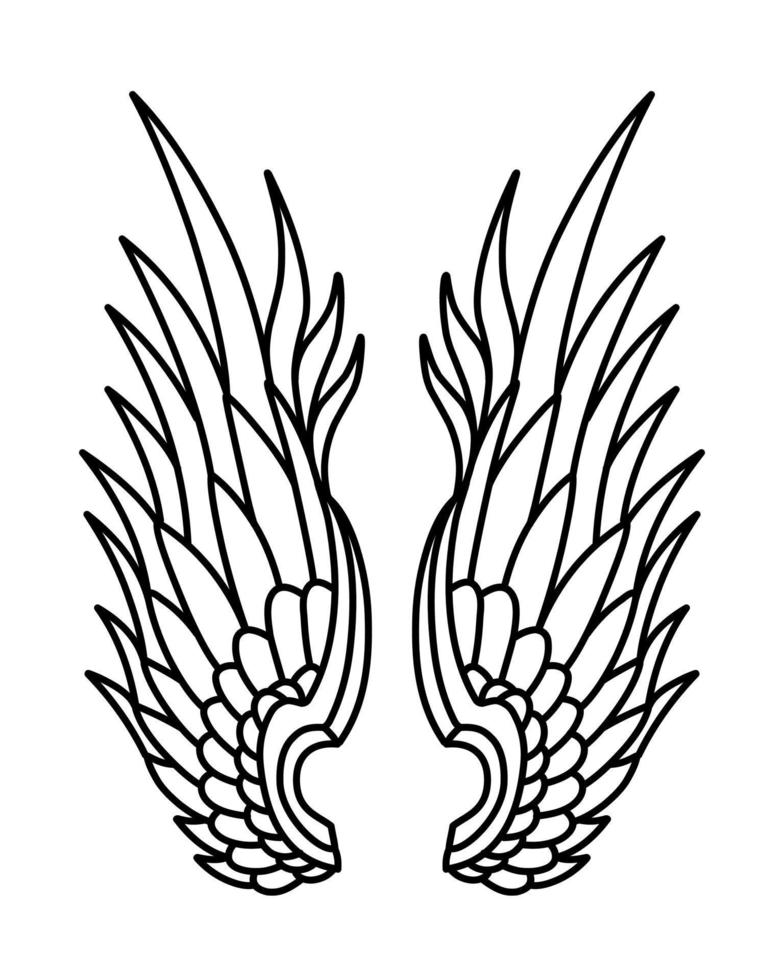 Free vector angel wings line art style