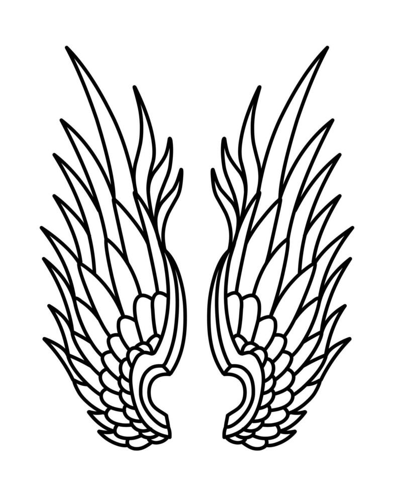Free vector angel wings line art style