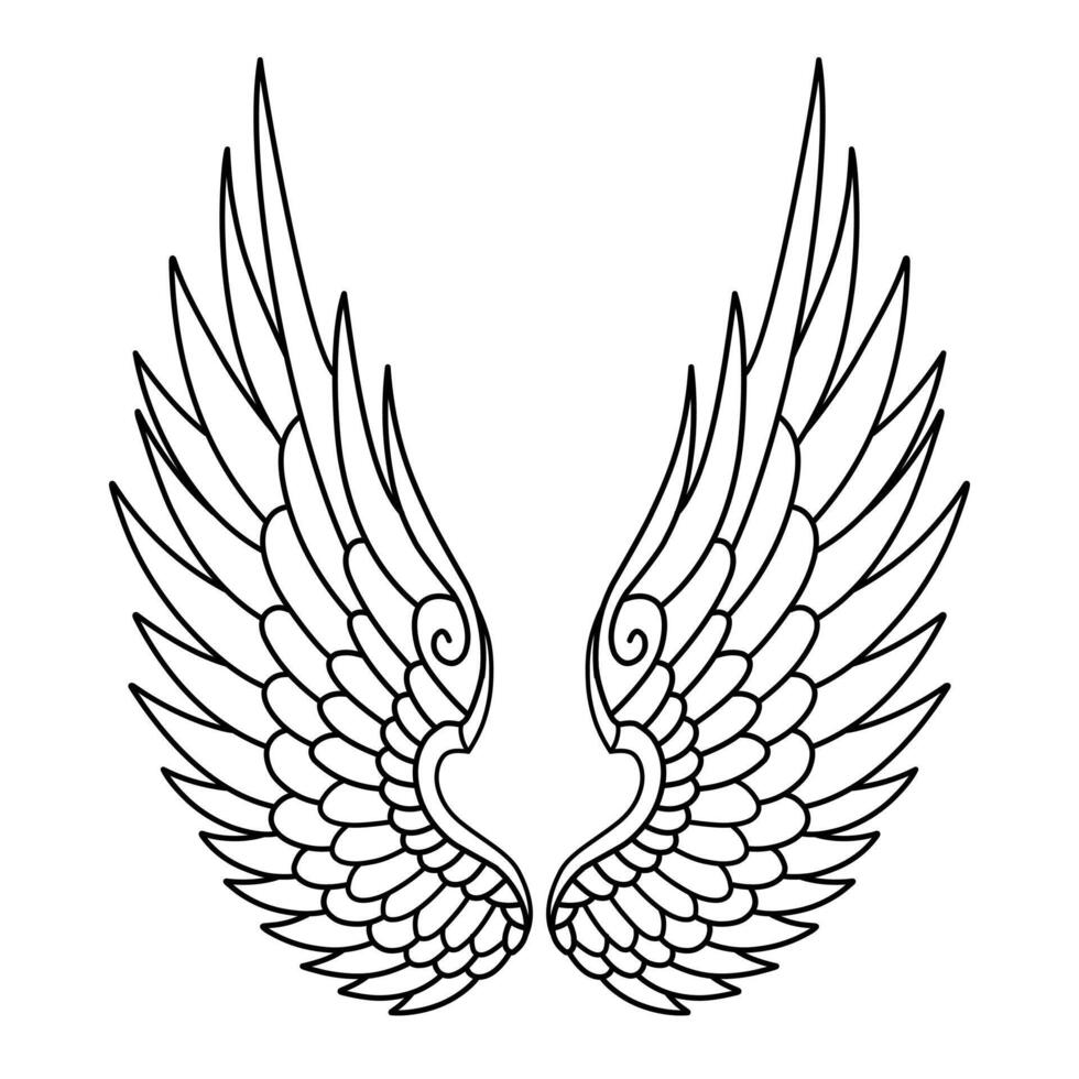 Free vector angel wings line art style