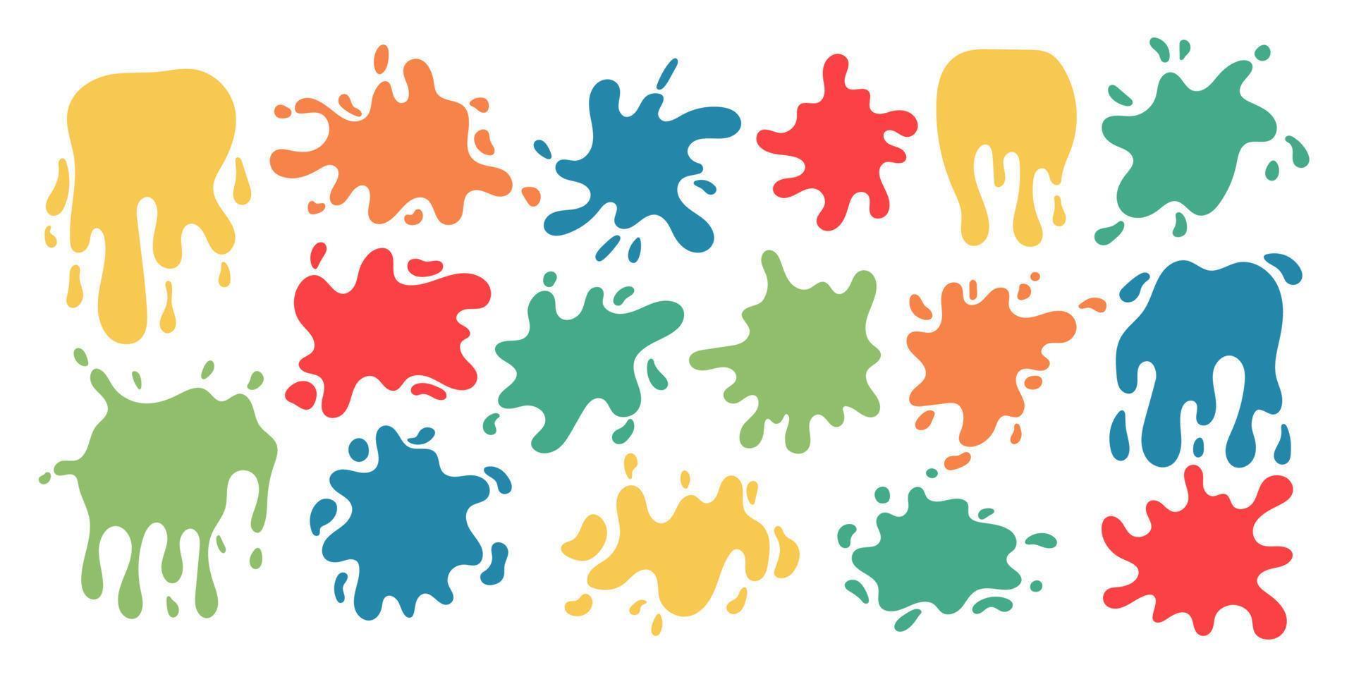 conjunto de salpicaduras de dibujos animados de pintura vectorial. salpicaduras abstractas, líquidos y gotas. colección de salpicaduras de pintura colorida. juego de pintura splay. 18925046 Vector en Vecteezy conjunto de salpicaduras de dibujos animados de pintura vectorial. salpicaduras abstractas, líquidos y gotas. colección de salpicaduras de pintura colorida. juego de pintura splay. 18925046 Vector en Vecteezy