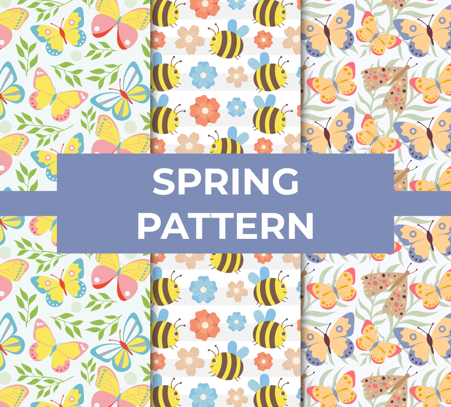 Collection Of Spring Pattern. Ornament For Package Colorful Vector ...