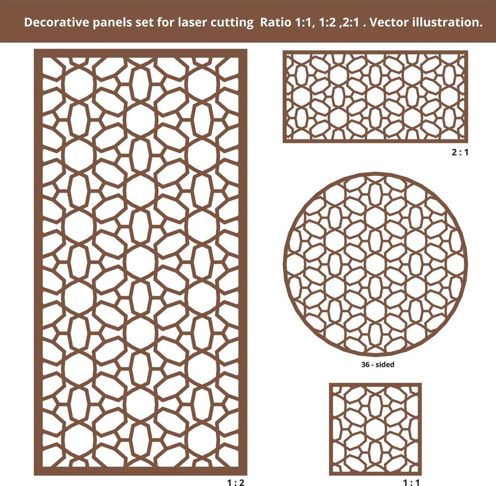 Panel decorativo para corte por láser. conjunto de patrones geométricos. ilustración vectorial vector