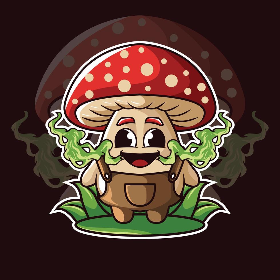 character logo mushroom. cute mushroom with background. vector