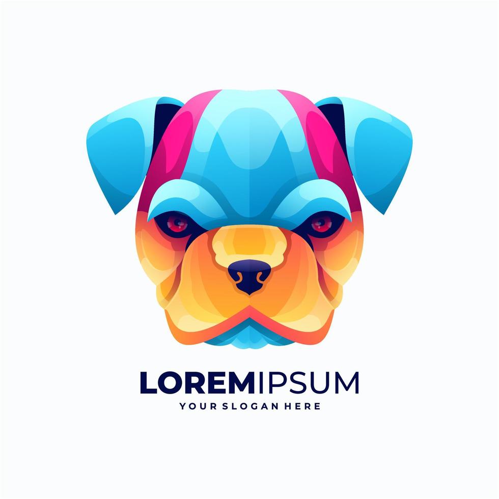 Ilustración de vector de logotipo de perro colorido moderno.