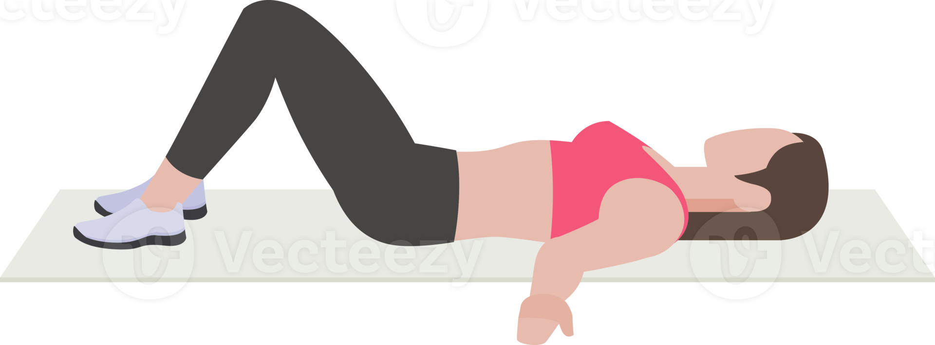 woman exercises flat color png
