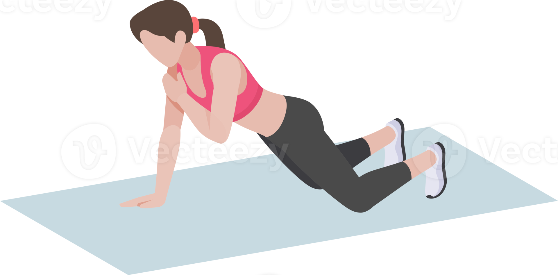 woman exercises flat color png