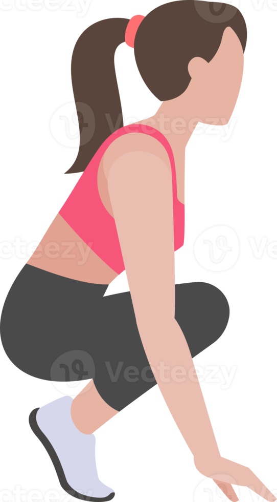 woman exercises flat color png
