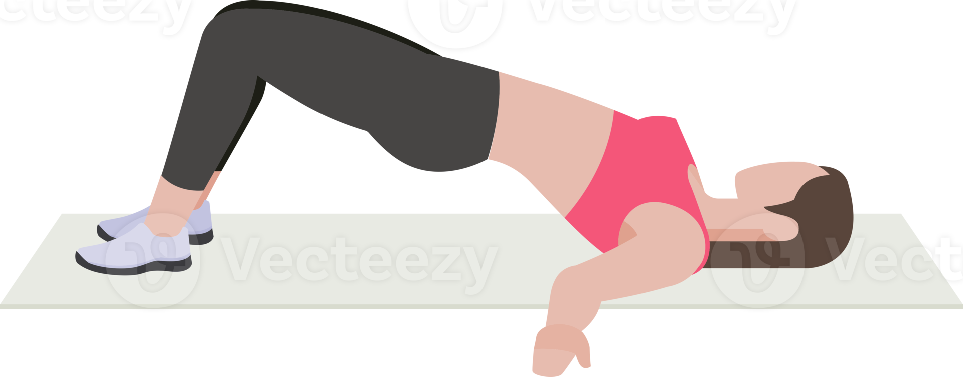woman exercises flat color png