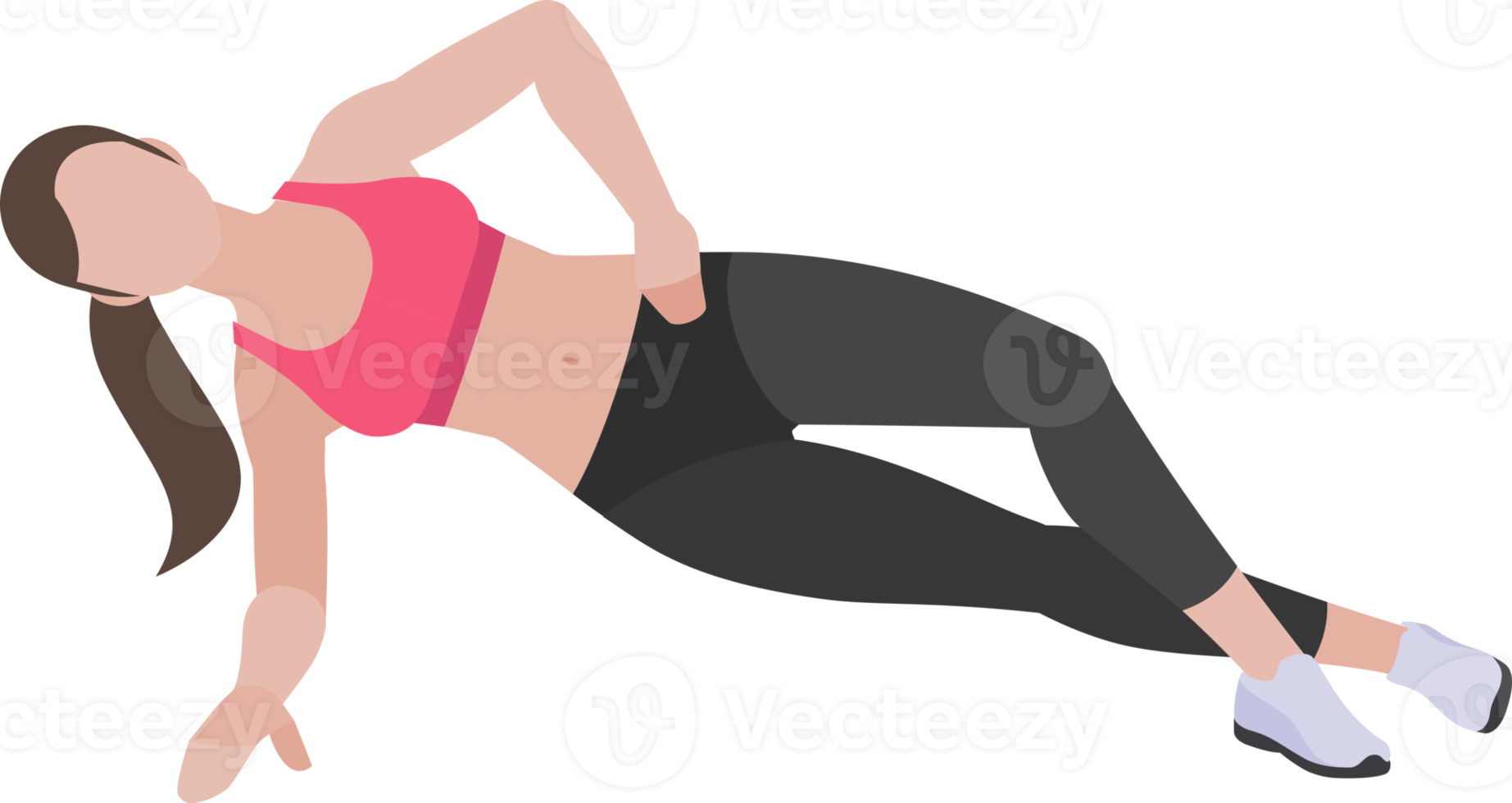 woman exercises flat color png