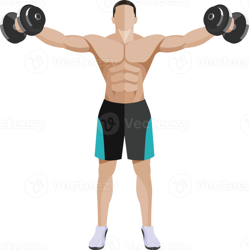 weight exercises people flat color png