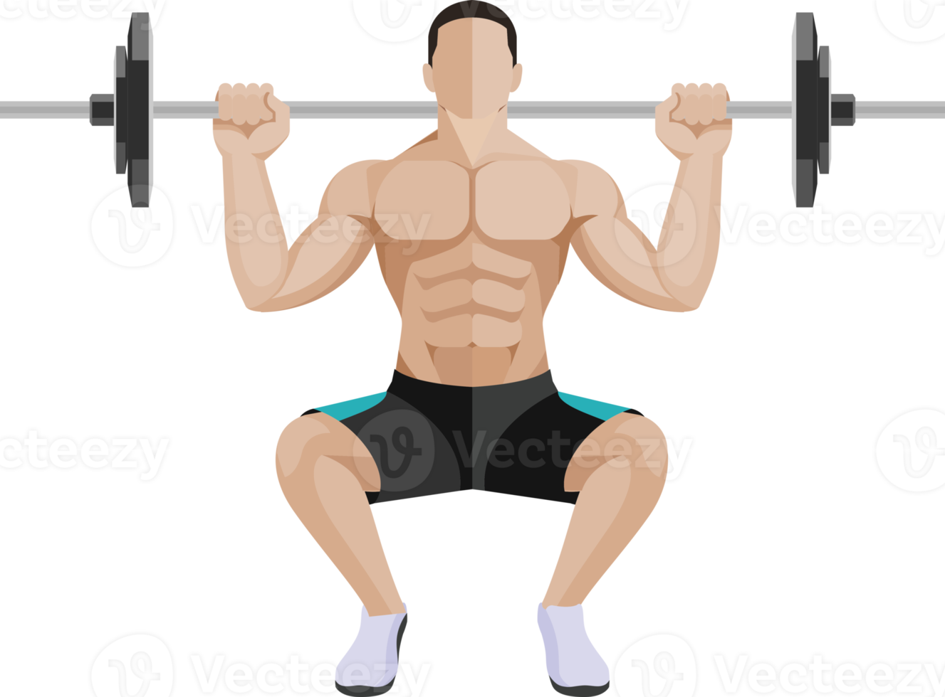 weight exercises people flat color png