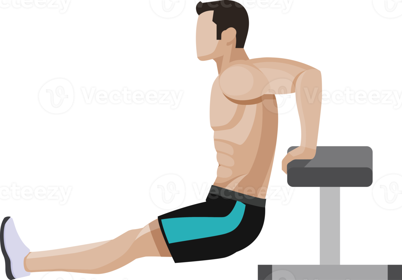 weight exercises people flat color png