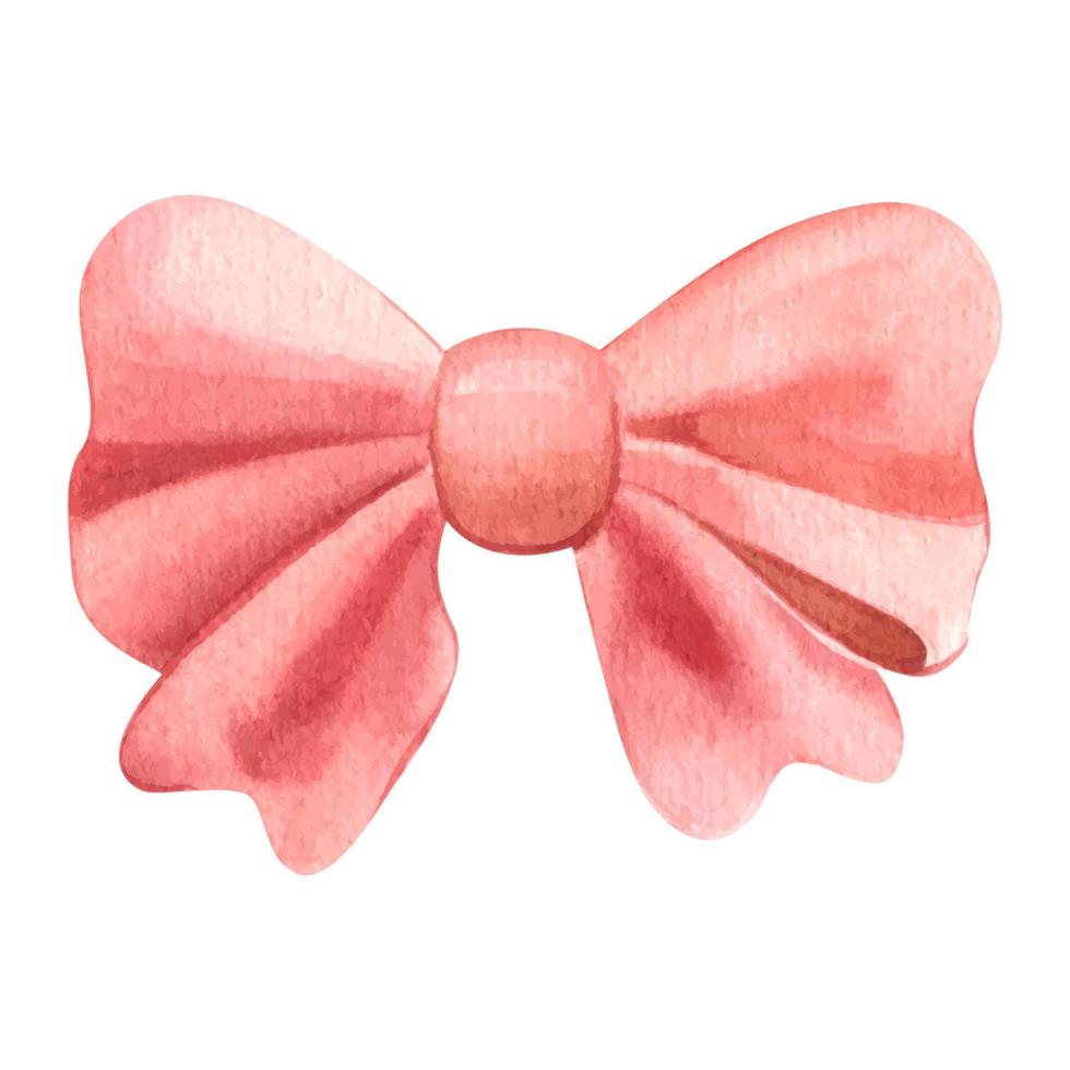 Watercolor red bow. Hand-drawn gift bow. Beautiful excellent design for any purpose. Isolated on a white background vector