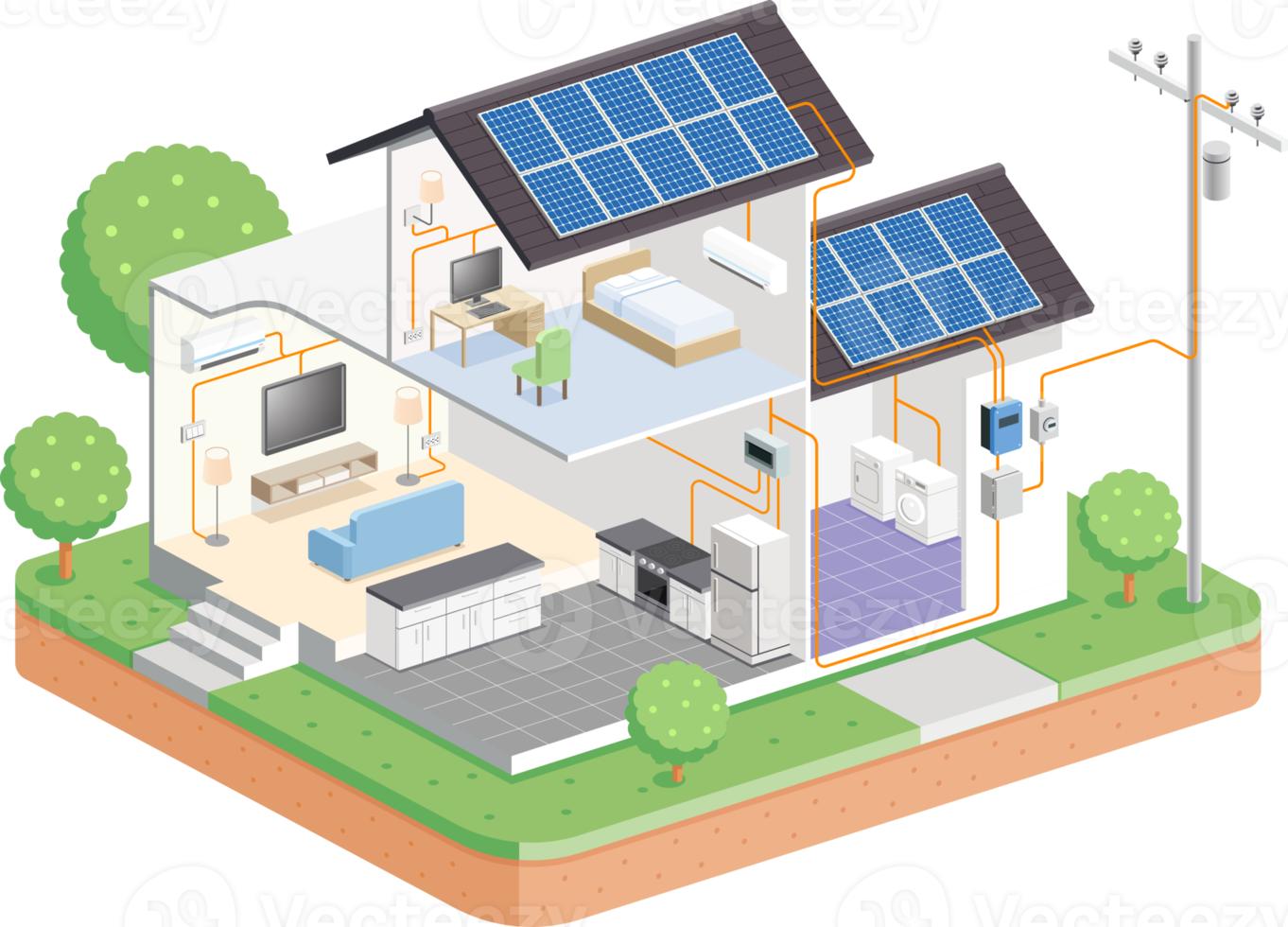 système de cellules solaires de maison png