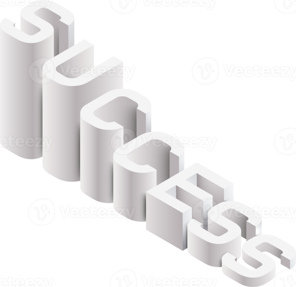 success isometric text png